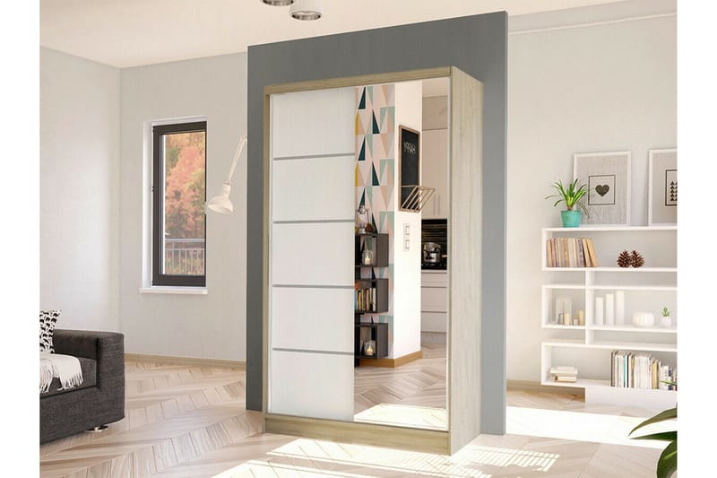 Glenmore Garderob m. Spegel White - Oppbevaring - Klesoppbevaring - Garderober & garderobesystem