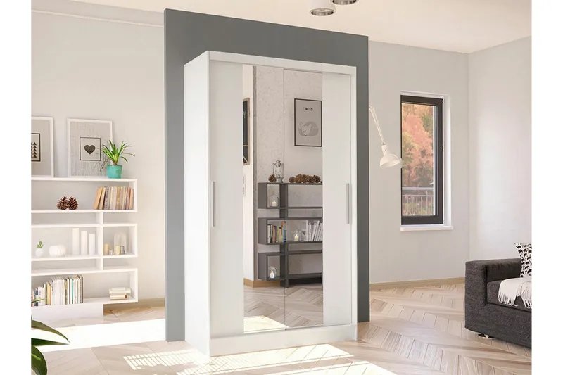 Glenmore Garderob m. Spegel White - Oppbevaring - Klesoppbevaring - Garderober & garderobesystem