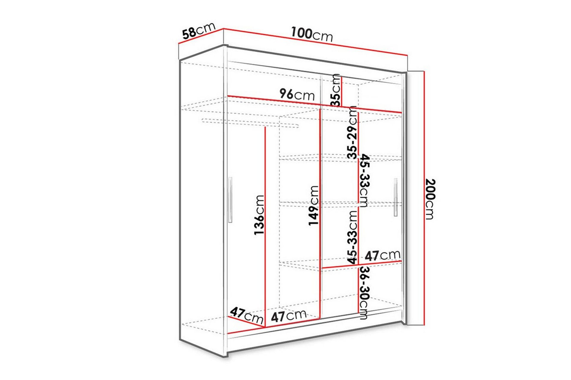 Glenmore Garderobe m. Speil - Hvid - Oppbevaring - Klesoppbevaring - Garderober & garderobesystem