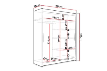 Glenmore Garderobe m. Speil - Hvid - Oppbevaring - Klesoppbevaring - Garderober & garderobesystem
