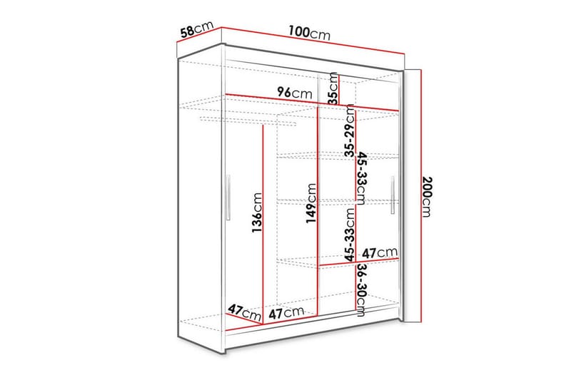 Glenmore Garderobe m. Speil - Hvid - Garderober & garderobesystem - Garderobeskap & klesskap