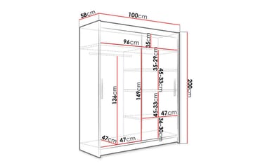 Glenmore Garderobe m. Speil - Hvid - Oppbevaring - Klesoppbevaring - Garderober & garderobesystem