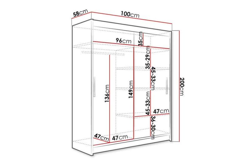Glenmore Garderobe m. Speil - Svart - Oppbevaring - Klesoppbevaring - Garderober & garderobesystem