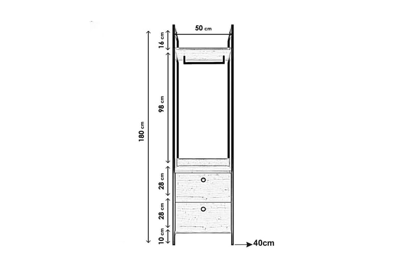 Goleni Garderobe 50x40 cm - Natur - Oppbevaring - Klesoppbevaring - Garderober & garderobesystem