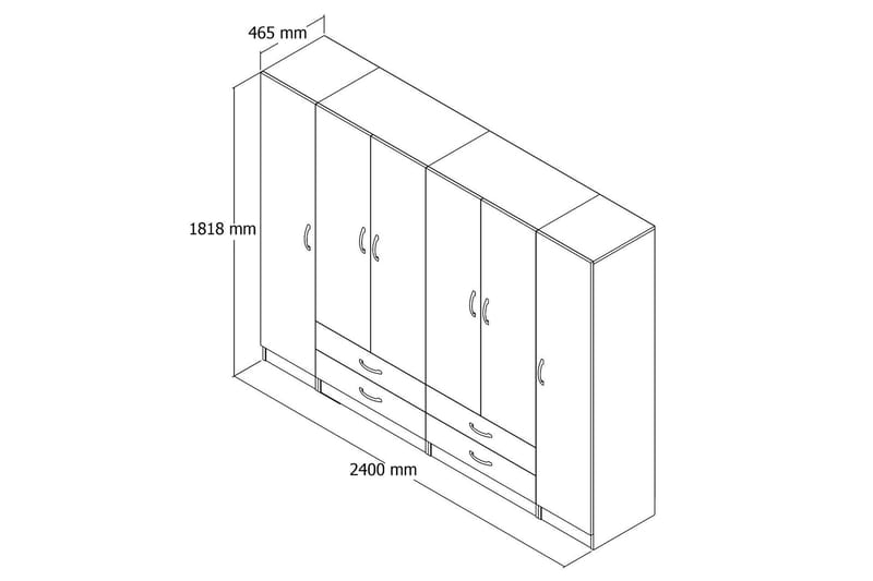 GRD Garderobe 240 cm - Hvit - Oppbevaring - Klesoppbevaring - Garderober & garderobesystem