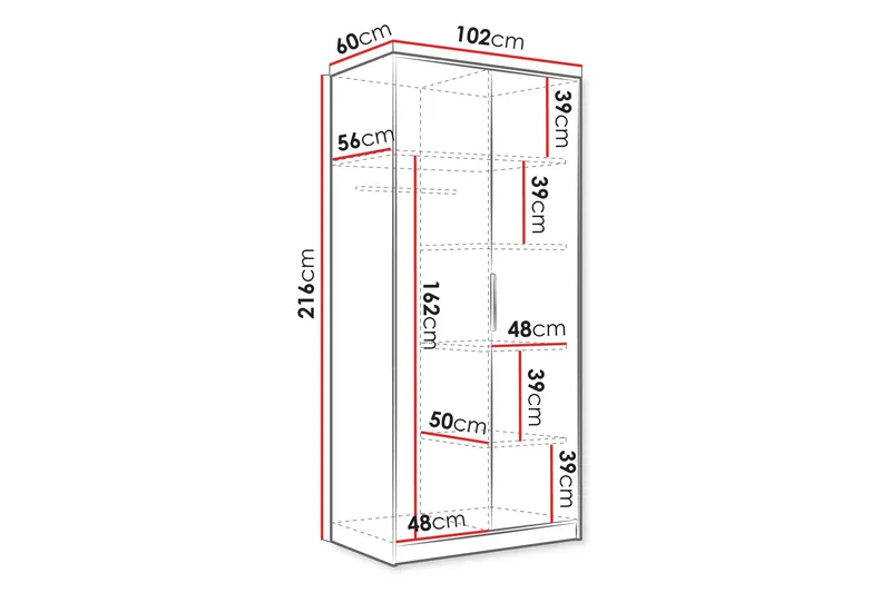 Gudelia Garderob 102x216 cm - Beige - Oppbevaring - Klesoppbevaring - Garderober & garderobesystem