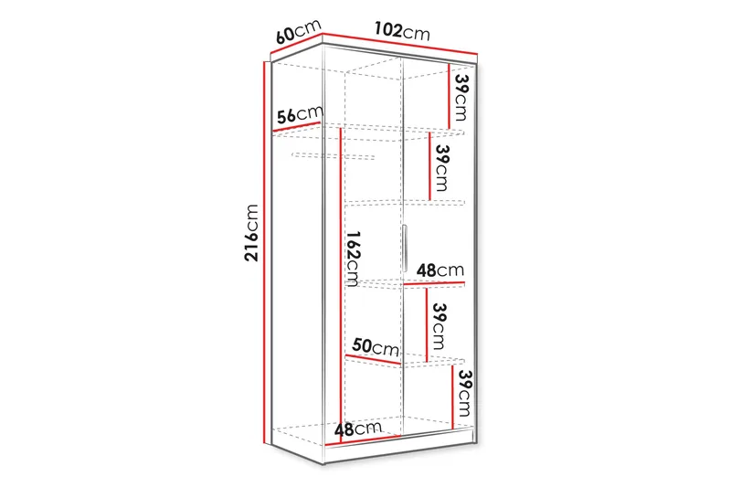 Gudelia Garderob 102x216 cm - Beige - Oppbevaring - Klesoppbevaring - Garderober & garderobesystem