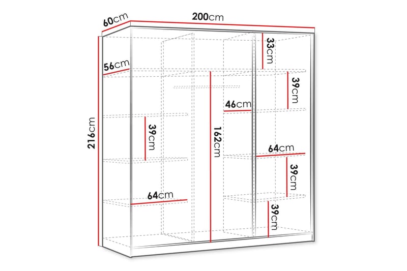 Gudelia Garderobe 200x216 cm - Blå - Oppbevaring - Klesoppbevaring - Garderober & garderobesystem