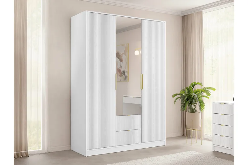 Gudelia Garderobeskap 151x216 cm - Hvit - Oppbevaring - Klesoppbevaring - Garderober & garderobesystem