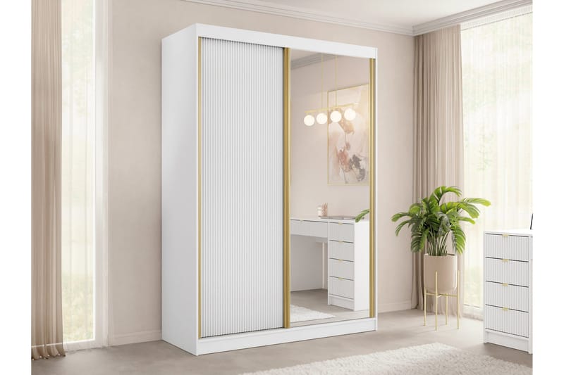 Gudelia Garderobeskap 151x216 cm - Hvit - Oppbevaring - Klesoppbevaring - Garderober & garderobesystem