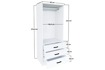 Haaken Garderobe 60x174,8 cm - Matt hvit - Oppbevaring - Klesoppbevaring - Garderober & garderobesystem