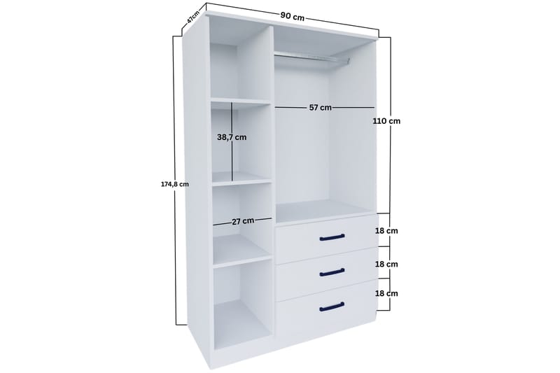 Haaken Garderobe 90x174,8 cm - Matt hvit - Oppbevaring - Klesoppbevaring - Garderober & garderobesystem