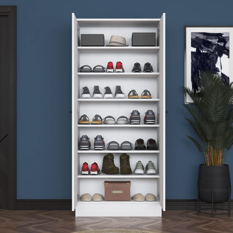 Hallstativ Wallxpert Cleo hylle (80 x 182,8 x 37,5 cm) Hvit - Hvit - Oppbevaring - Klesoppbevaring - Garderober & garderobesystem - Garderobeskap & klesskap