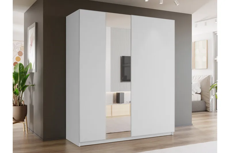 Haruna Garderobeskap med Speil 200x235 cm - Hvit - Oppbevaring - Klesoppbevaring - Garderober & garderobesystem