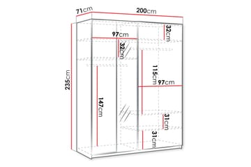 Haruna Garderobeskap med Speil 200x235 cm - Hvit - Oppbevaring - Klesoppbevaring - Garderober & garderobesystem