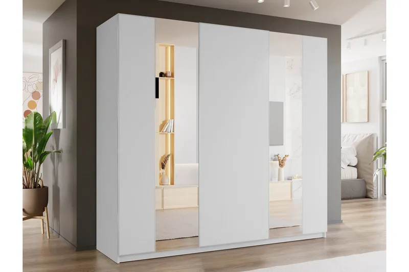 Haruna Garderobeskap med Speil 250x235 cm - Hvit - Oppbevaring - Klesoppbevaring - Garderober & garderobesystem