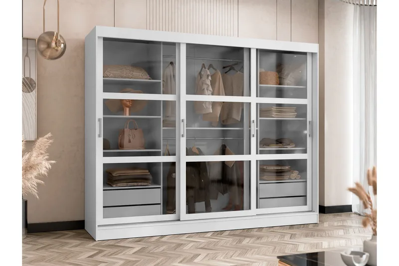 Harvans Garderobeskap 250x203 cm - Hvit - Oppbevaring - Klesoppbevaring - Garderober & garderobesystem