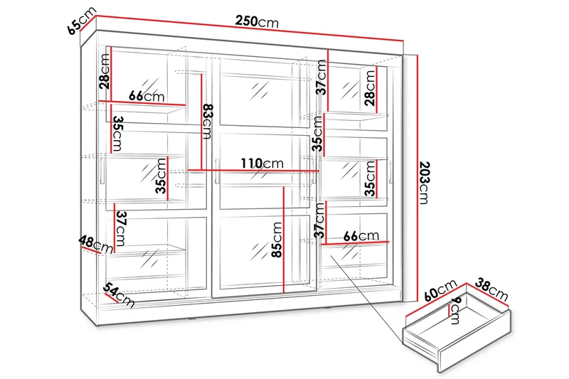Harvans Garderobeskap 250x203 cm - Hvit - Oppbevaring - Klesoppbevaring - Garderober & garderobesystem
