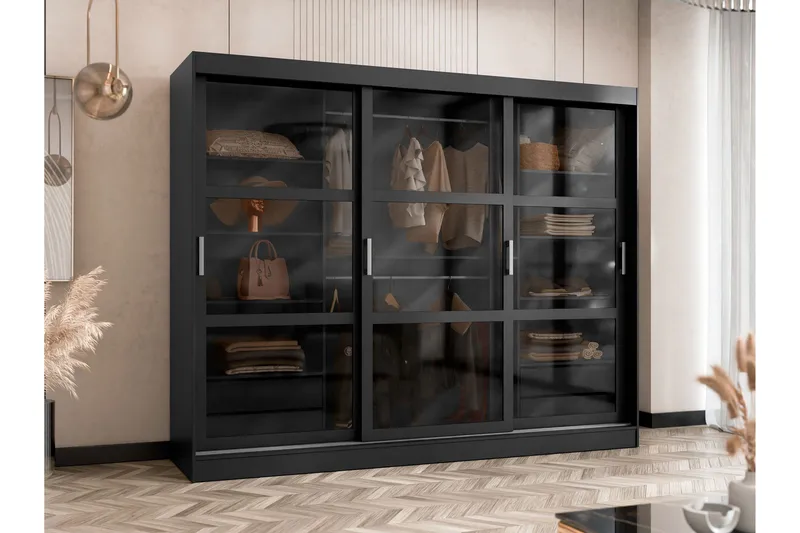 Harvans Garderobeskap 250x203 cm - Svart - Oppbevaring - Klesoppbevaring - Garderober & garderobesystem