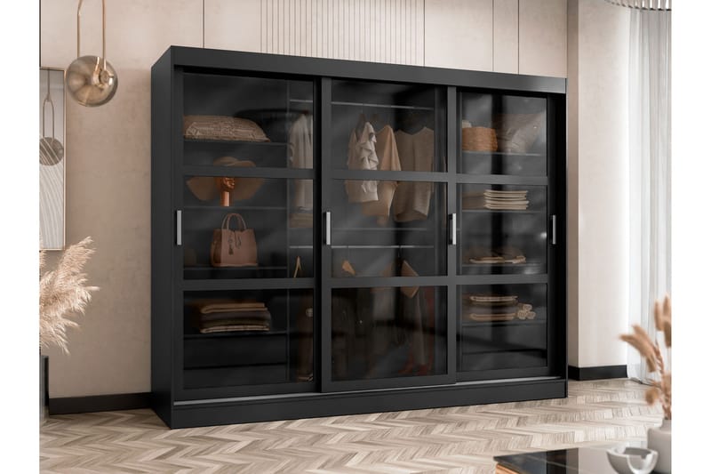 Harvans Garderobeskap 250x203 cm - Svart - Oppbevaring - Klesoppbevaring - Garderober & garderobesystem