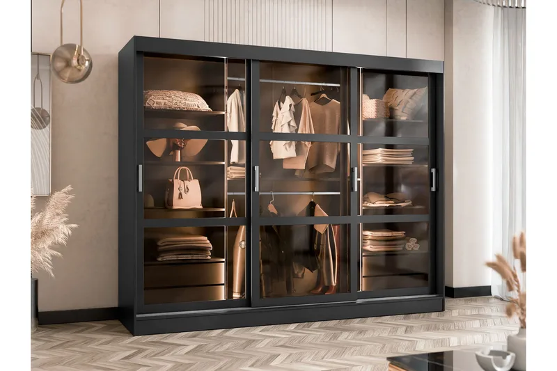 Harvans Garderobeskap 250x203 cm - Svart - Oppbevaring - Klesoppbevaring - Garderober & garderobesystem