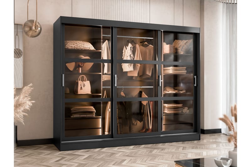 Harvans Garderobeskap 250x203 cm - Svart - Oppbevaring - Klesoppbevaring - Garderober & garderobesystem