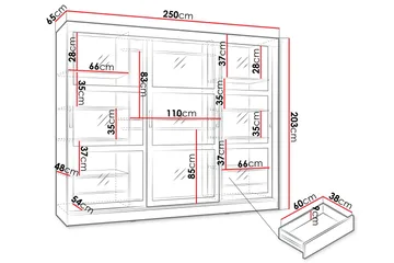 Harvans Garderobeskap 250x203 cm - Svart - Oppbevaring - Klesoppbevaring - Garderober & garderobesystem