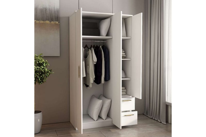 Hearst Garderobe 90x171,8 cm - Hvit - Oppbevaring - Klesoppbevaring - Garderober & garderobesystem - Garderobeskap & klesskap