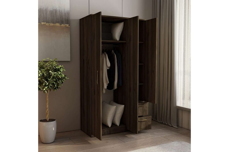 Hearst Garderobe 90x171,8 cm - Valnøtt - Oppbevaring - Klesoppbevaring - Garderober & garderobesystem - Garderobeskap & klesskap