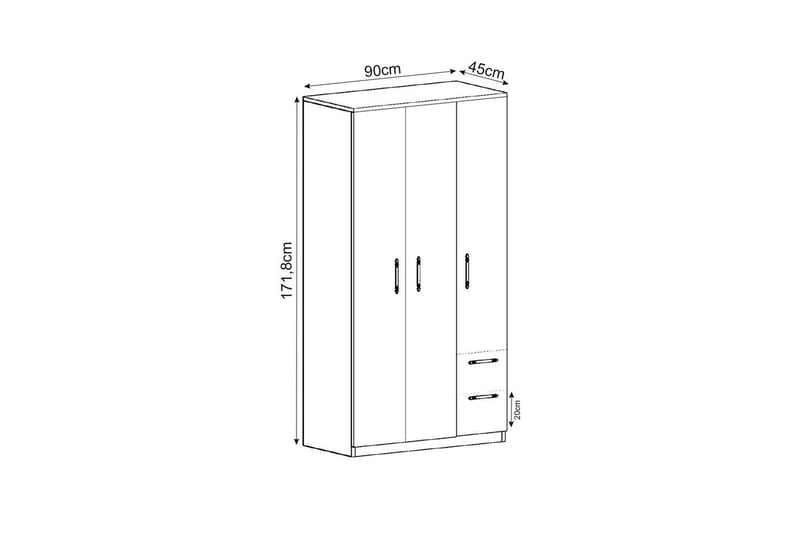 Hearst Garderobe 90x171,8 cm - Valnøtt - Oppbevaring - Klesoppbevaring - Garderober & garderobesystem