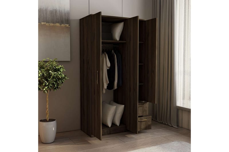 Hearst Garderobe 90x171,8 cm - Valnøtt - Oppbevaring - Klesoppbevaring - Garderober & garderobesystem