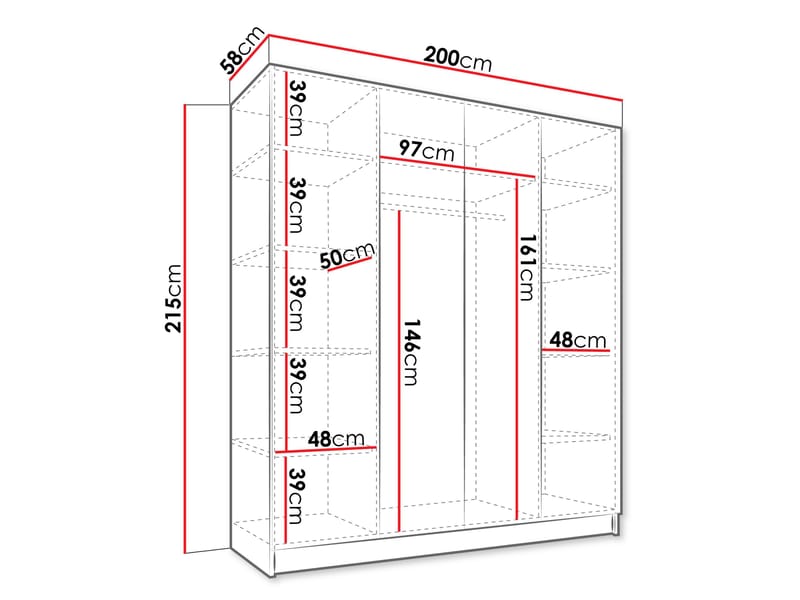 Herrljunga Garderob 200x215 cm - Brun/Svart - Oppbevaring - Klesoppbevaring - Garderober & garderobesystem - Garderobeskap & klesskap