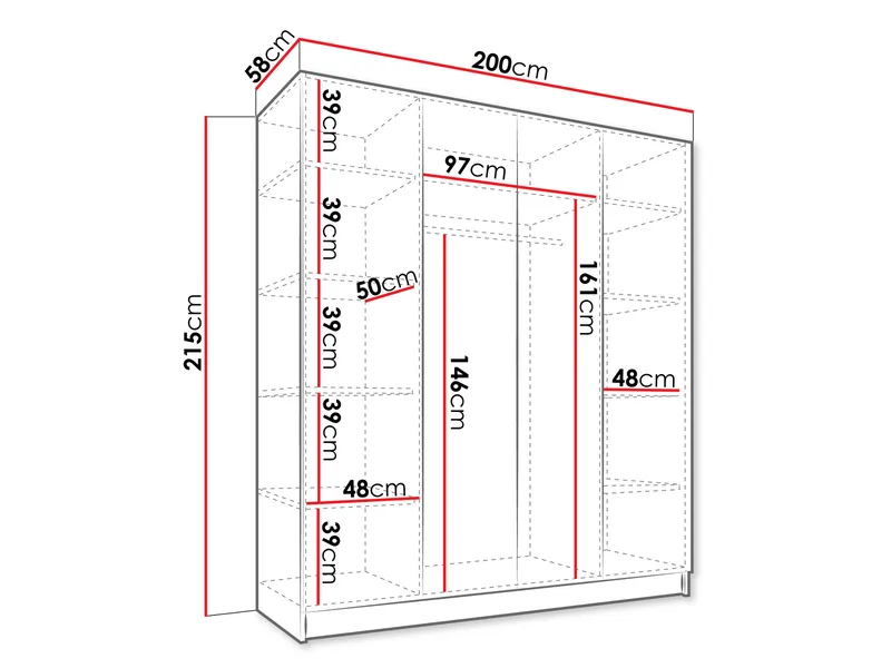 Herrljunga Garderob 200x215 cm - Brun/Svart - Oppbevaring - Klesoppbevaring - Garderober & garderobesystem