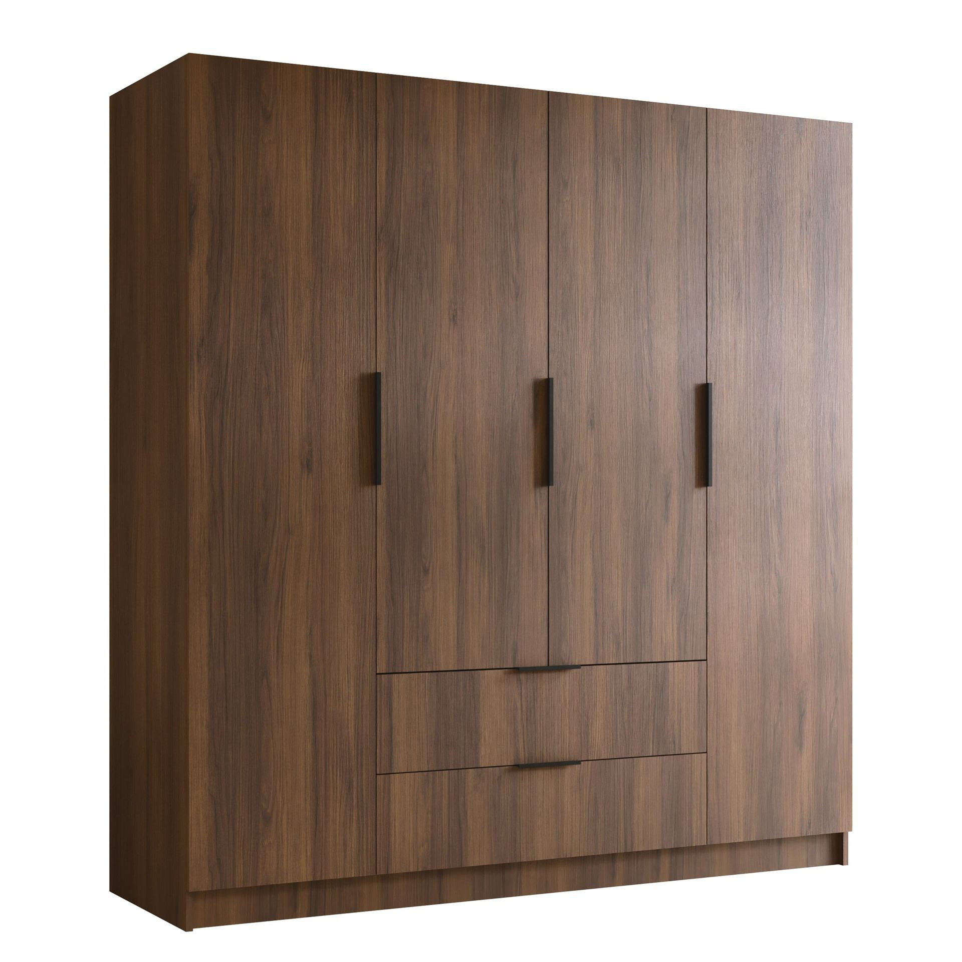 Herrljunga Garderob 200x215 cm med Skuffer - Brun/Svart