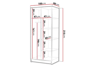 Herrljunga Garderob med Speil 100x215 cm - Brun/Gull/Speil - Oppbevaring - Klesoppbevaring - Garderober & garderobesystem