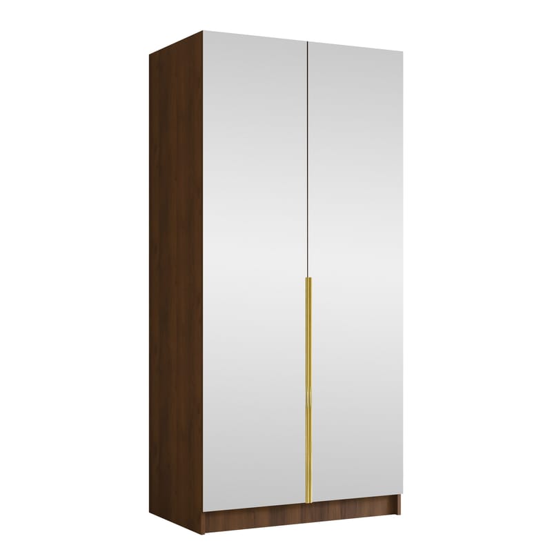 Herrljunga Garderob med Speil 100x215 cm, Gull/Speil