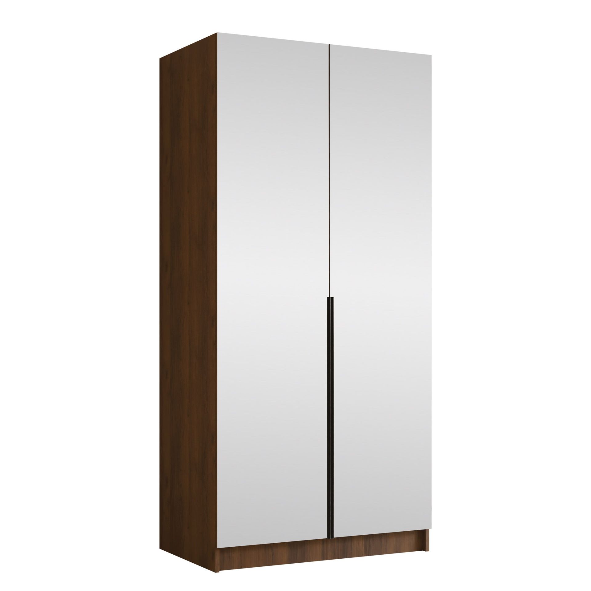 Herrljunga Garderob med Speil 100x215 cm - Svart/Speil
