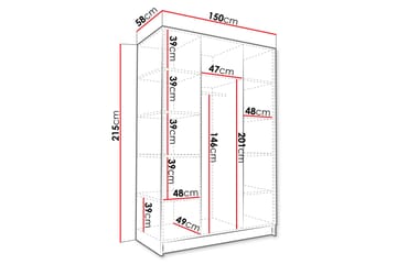 Herrljunga Garderob med Speil 150 cm - Svart - Oppbevaring - Klesoppbevaring - Garderober & garderobesystem