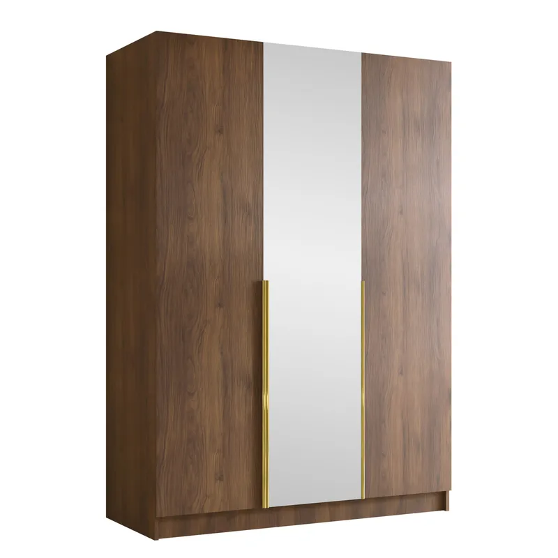 Herrljunga Garderob med Speil 150x215 cm, Brun/Gull/Speil