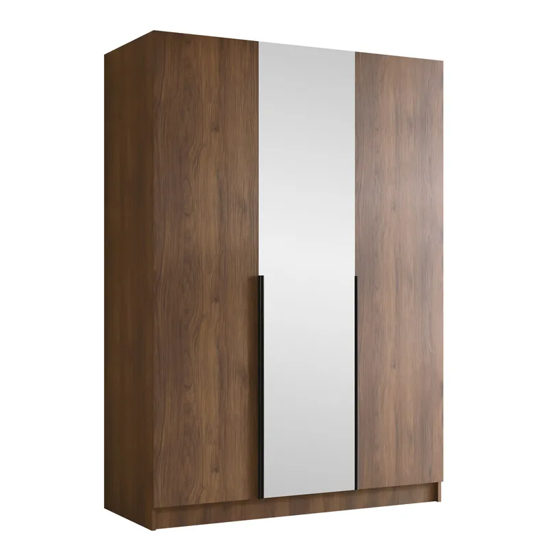 Herrljunga Garderob med Speil 150x215 cm, Brun/Svart/Speil