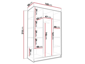 Herrljunga Garderob med Speil 150x215 cm - Svart/Speil - Oppbevaring - Klesoppbevaring - Garderober & garderobesystem