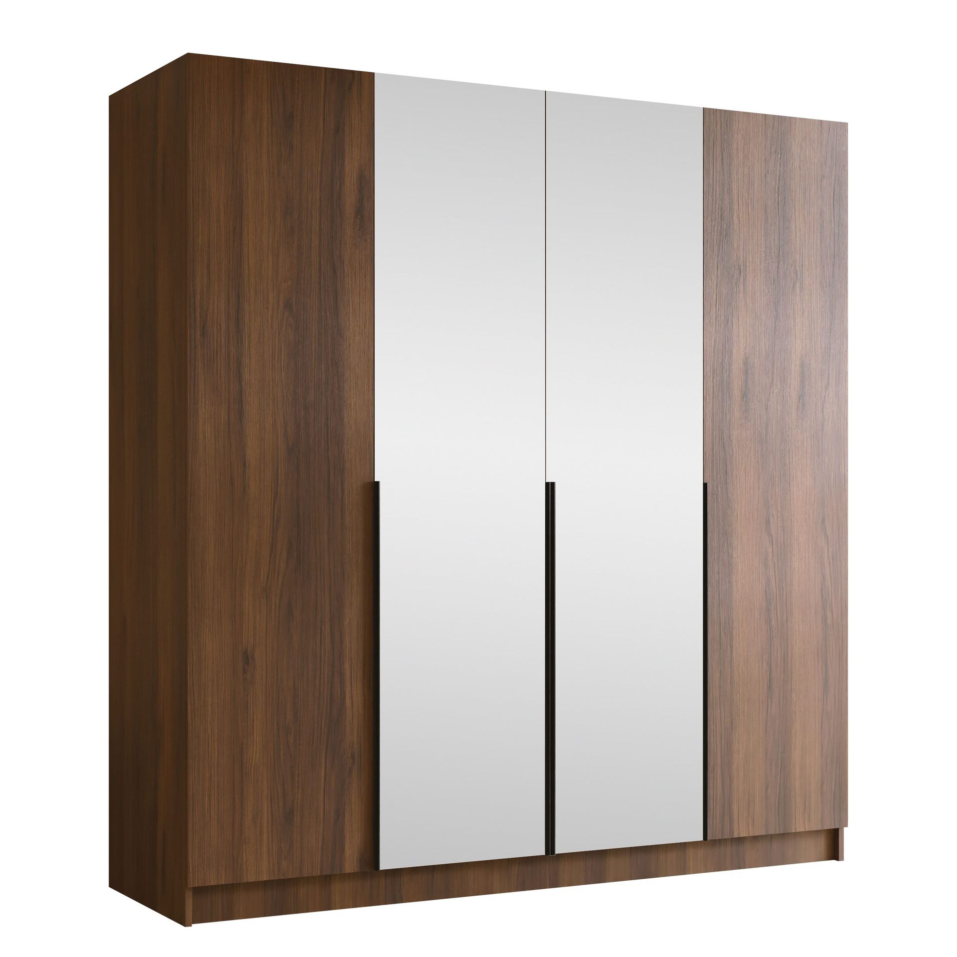 Herrljunga Garderob med Speil 200x215 cm - Brun/Svart/Speil
