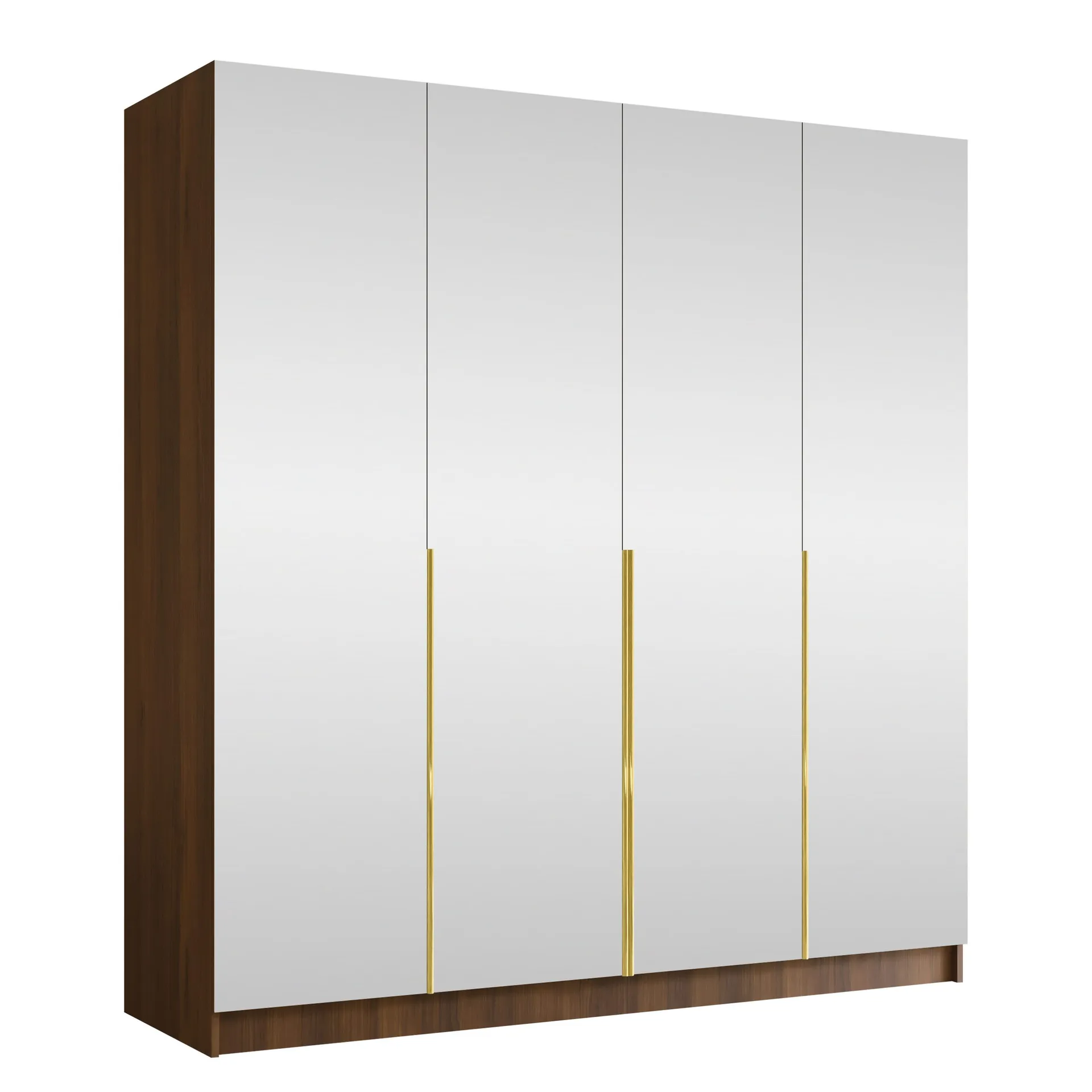 Herrljunga Garderob med Speil 200x215 cm - Gull/Speil