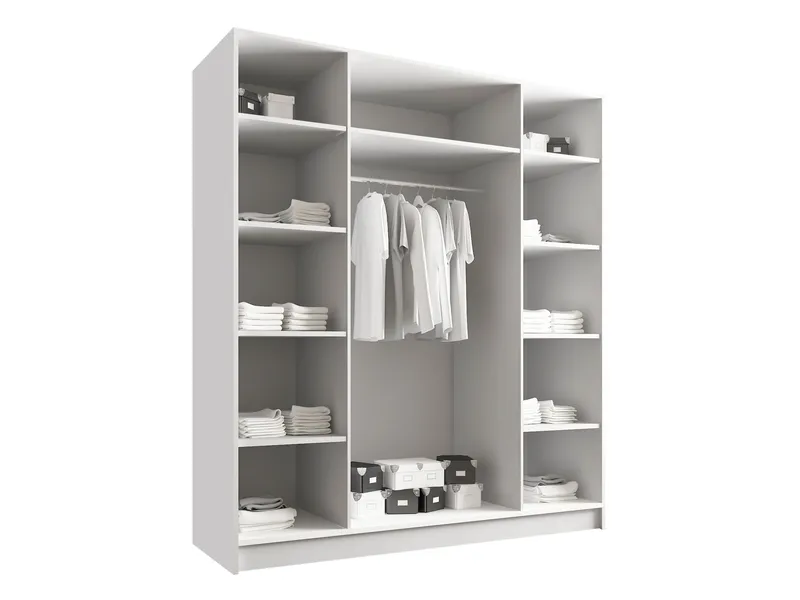 Herrljunga Garderob med Speil 200x215 cm - Svart/Speil - Oppbevaring - Klesoppbevaring - Garderober & garderobesystem