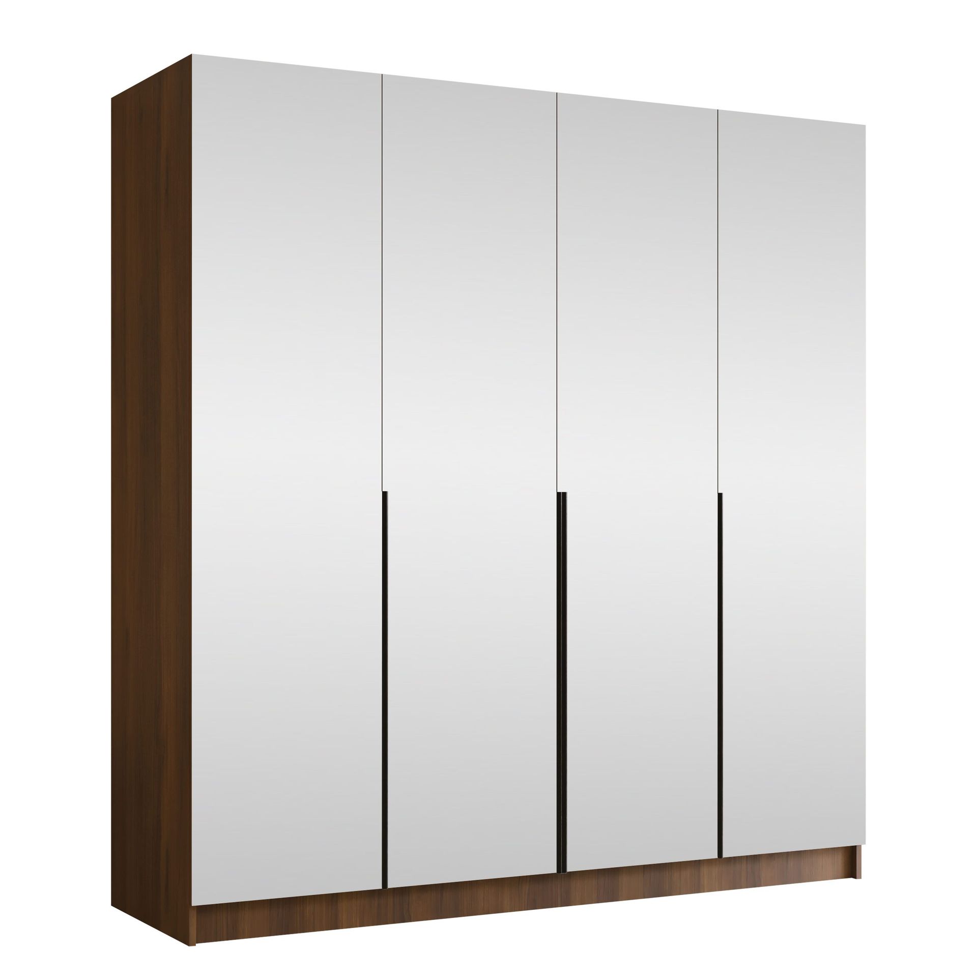 Herrljunga Garderob med Speil 200x215 cm - Svart/Speil