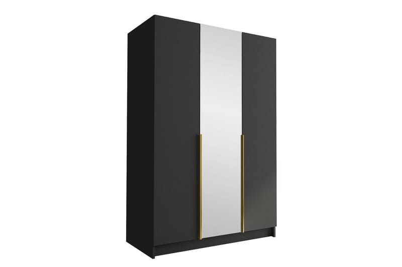 Herrljunga Garderobe med Speil 150 cm, Svart/Gull