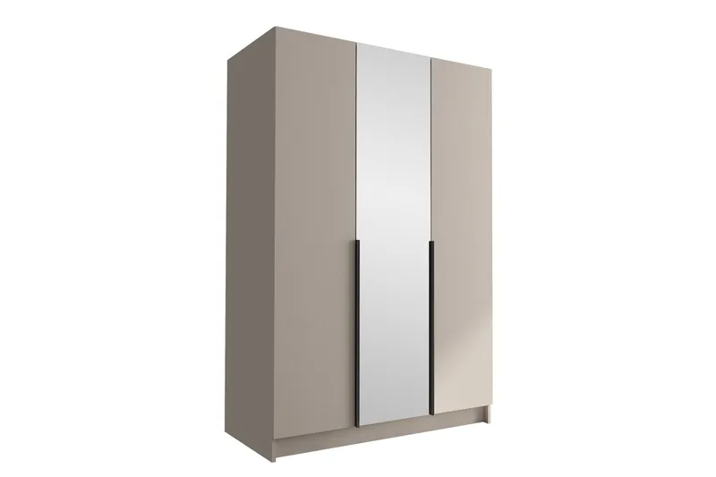 Herrljunga Garderobeskap med Speil 150 cm i Malt Tre, Beige|Sort