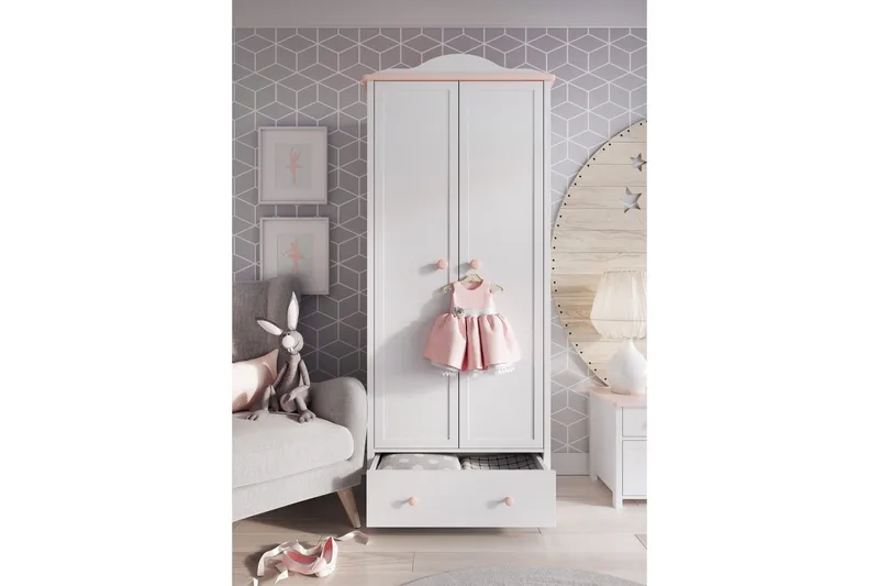 Hilts Garderob 85x196 cm NO_BRAND Vit||Pink - Oppbevaring - Klesoppbevaring - Garderober & garderobesystem
