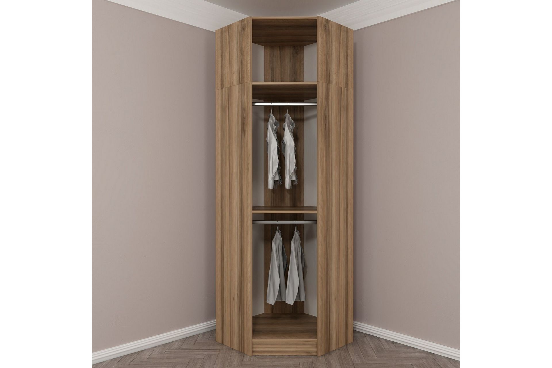Fruitland Hjørnegarderobe 74 cm - Eik/Antrasitt - Oppbevaring - Klesoppbevaring - Garderober & garderobesystem - Hjørnegarderobe