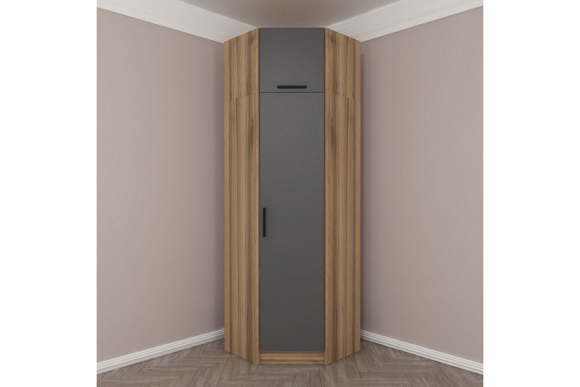 Fruitland Hjørnegarderobe 74 cm - Eik/Antrasitt - Oppbevaring - Klesoppbevaring - Garderober & garderobesystem - Hjørnegarderobe